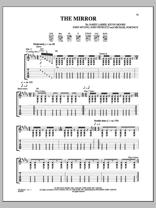 Dream Theater The Mirror Sheet Music Notes & Chords for Guitar Tab - Download or Print PDF