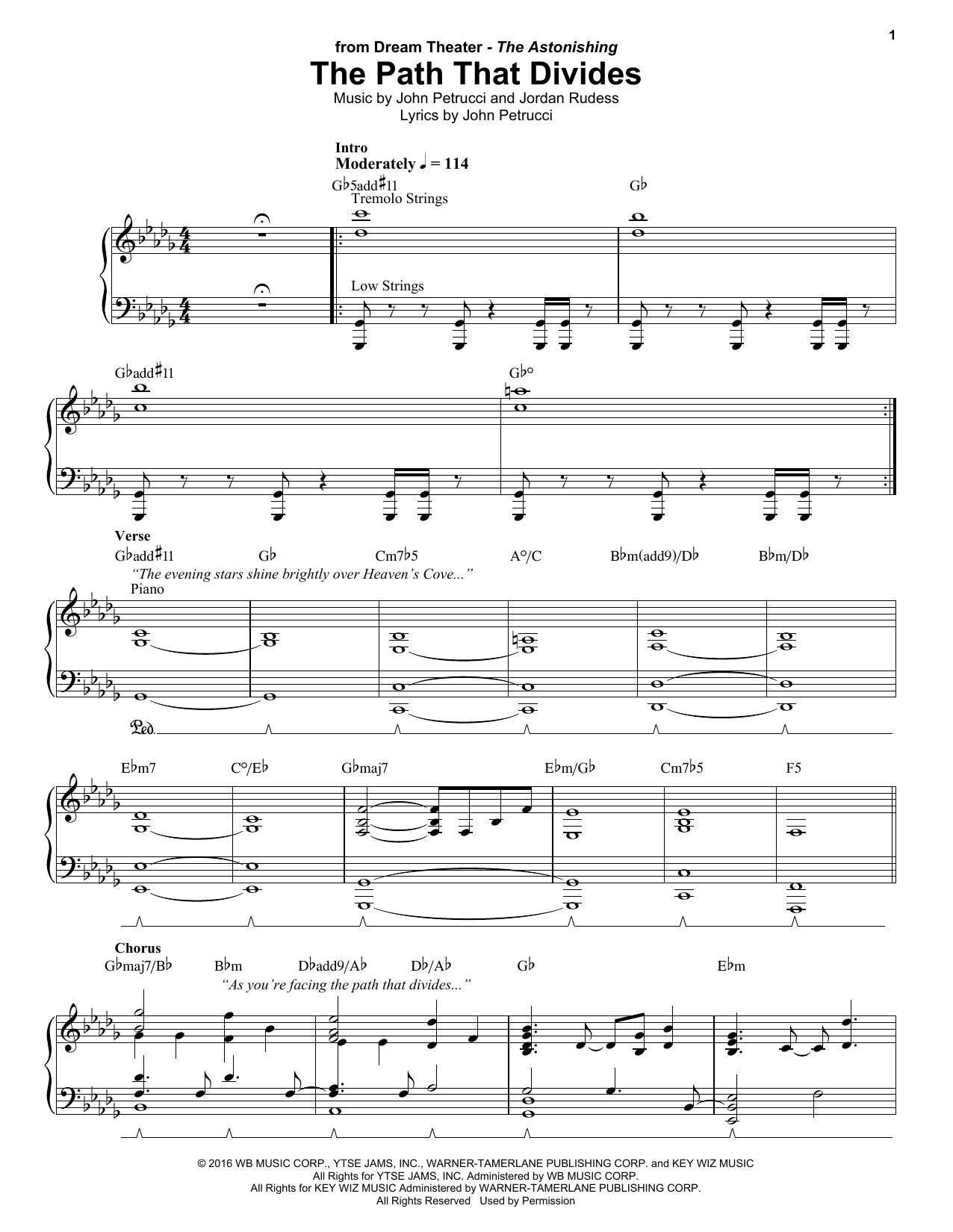 Dream Theater The Path That Divides Sheet Music Notes & Chords for Keyboard Transcription - Download or Print PDF