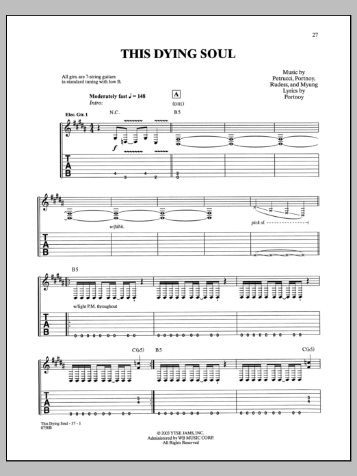 Dream Theater This Dying Soul Sheet Music Notes & Chords for Guitar Tab - Download or Print PDF