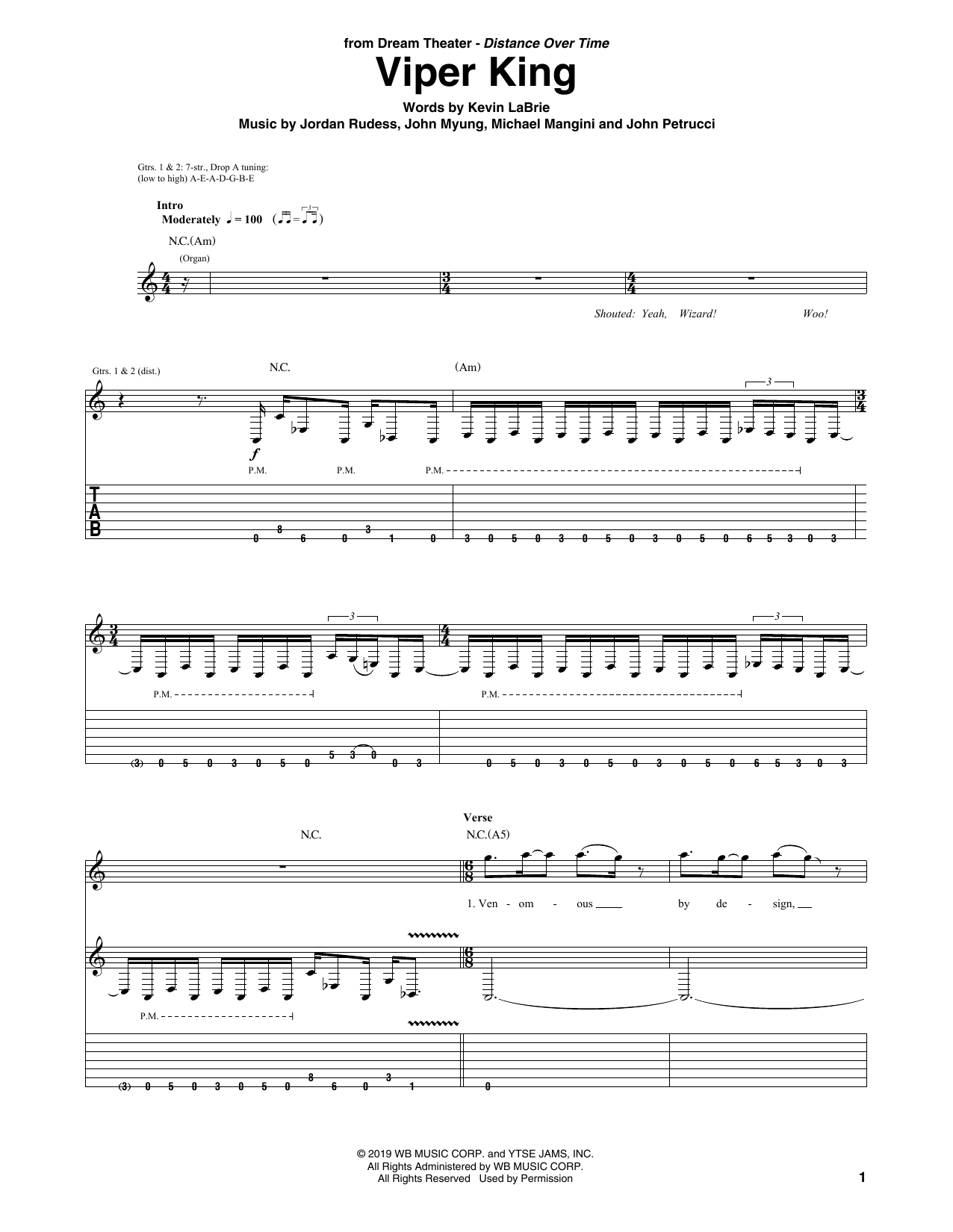 Dream Theater Viper King Sheet Music Notes & Chords for Guitar Tab - Download or Print PDF