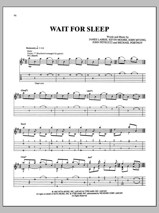 Dream Theater Wait For Sleep Sheet Music Notes & Chords for Guitar Tab - Download or Print PDF