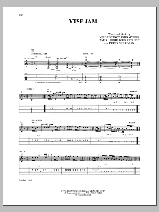Dream Theater YTSE Jam Sheet Music Notes & Chords for Guitar Tab - Download or Print PDF Dream Theater YTSE Jam Sheet Music Notes & Chords for Guitar Tab - Download or Print PDF