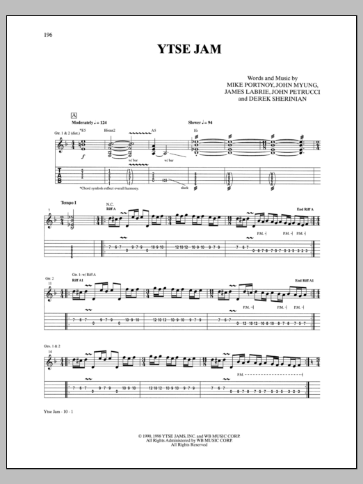 Dream Theater YTSE Jam Sheet Music Notes & Chords for Guitar Tab - Download or Print PDF