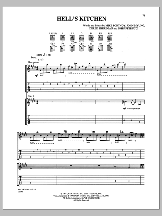Dream Theater Hell S Kitchen Sheet Music Download Pdf Score 163938