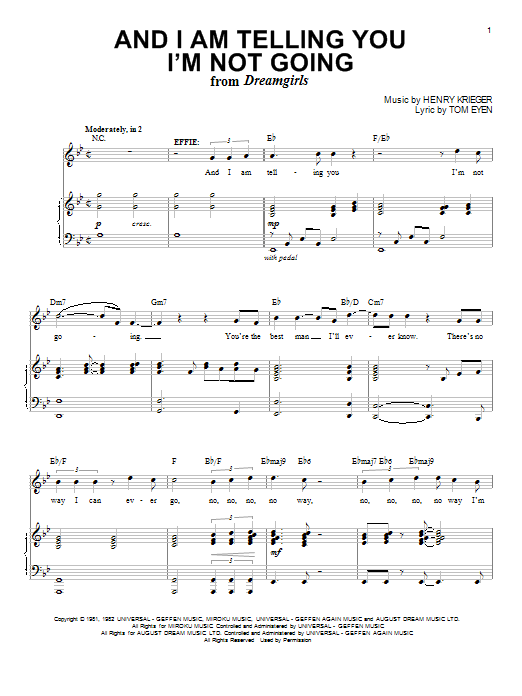 Dreamgirls (Musical) And I Am Telling You I'm Not Going Sheet Music Notes & Chords for Piano & Vocal - Download or Print PDF