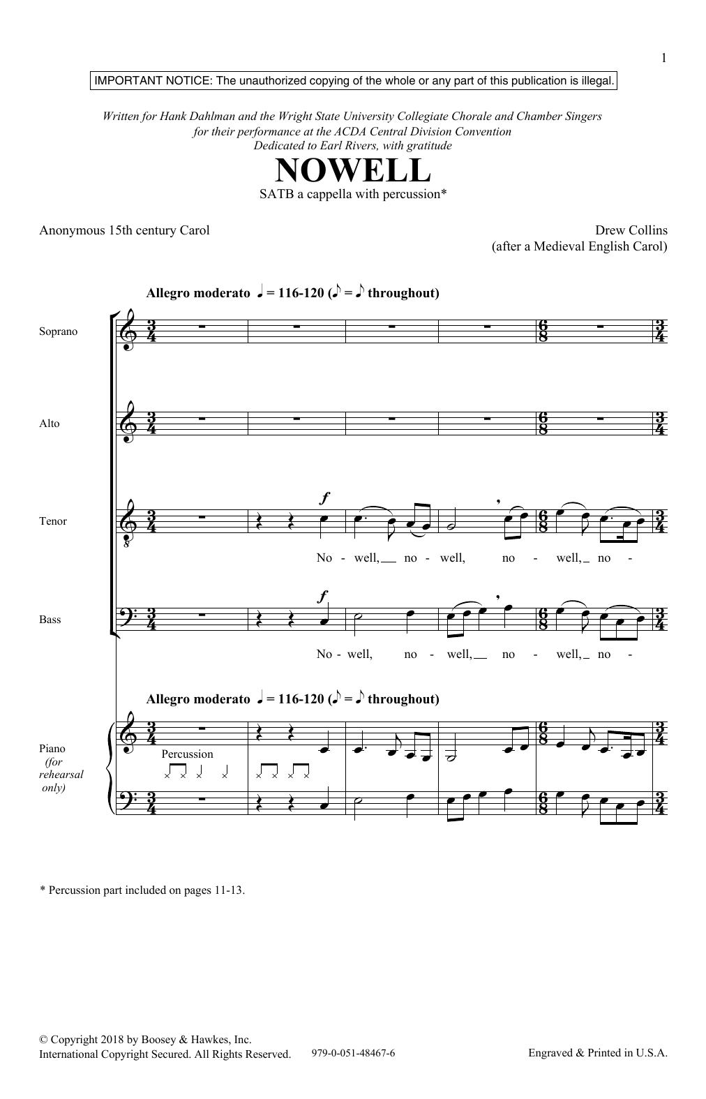 Drew Collins Nowell Sheet Music Notes & Chords for SATB - Download or Print PDF