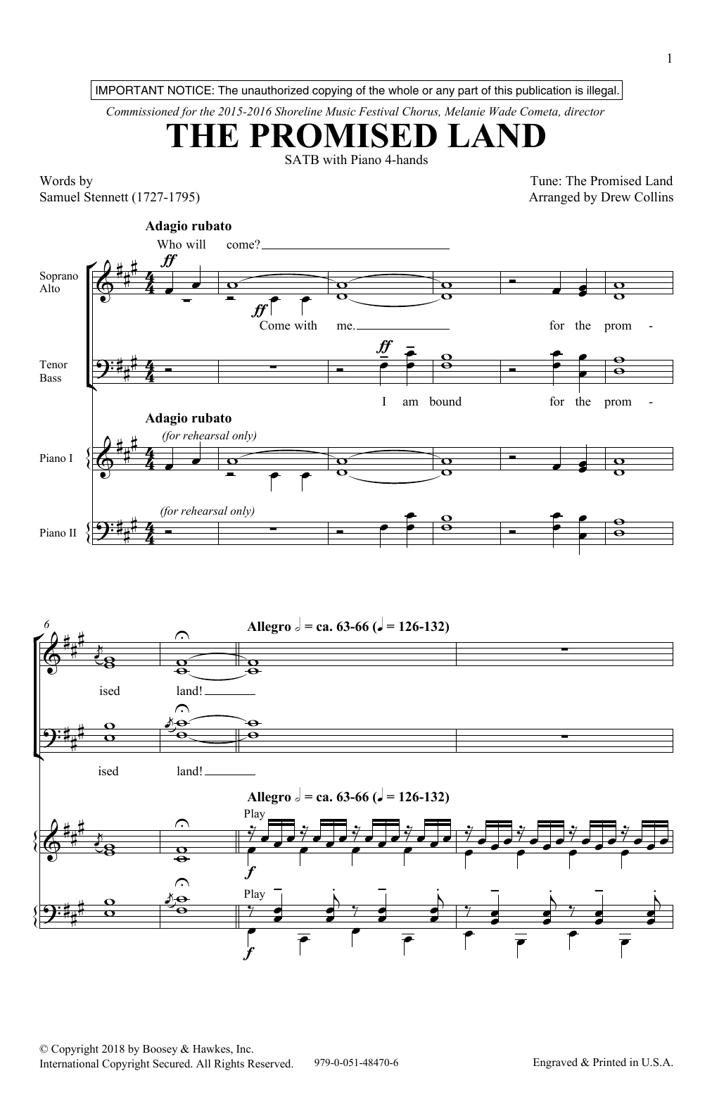 Drew Collins The Promised Land Sheet Music Notes & Chords for SATB - Download or Print PDF