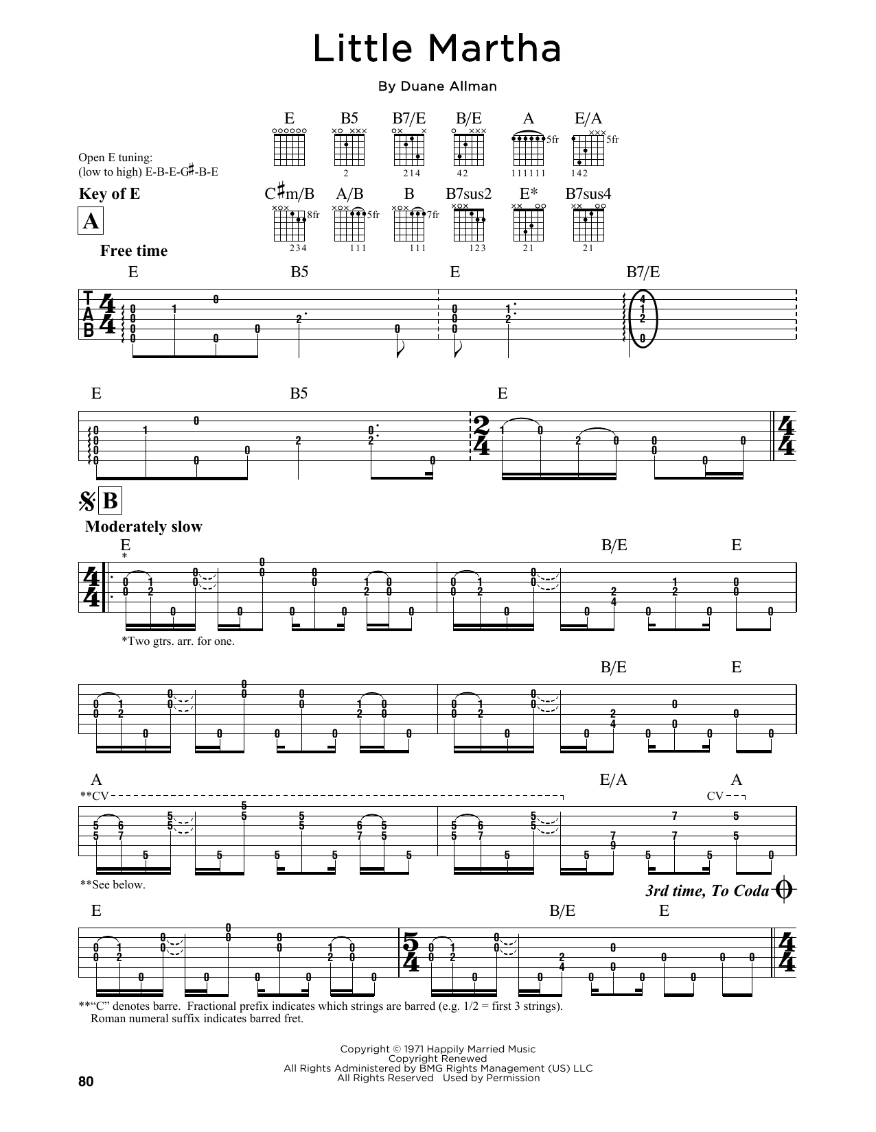 Duane Allman Little Martha Sheet Music Notes & Chords for Guitar Lead Sheet - Download or Print PDF