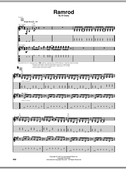Duane Eddy Ramrod Sheet Music Notes & Chords for Guitar Tab - Download or Print PDF