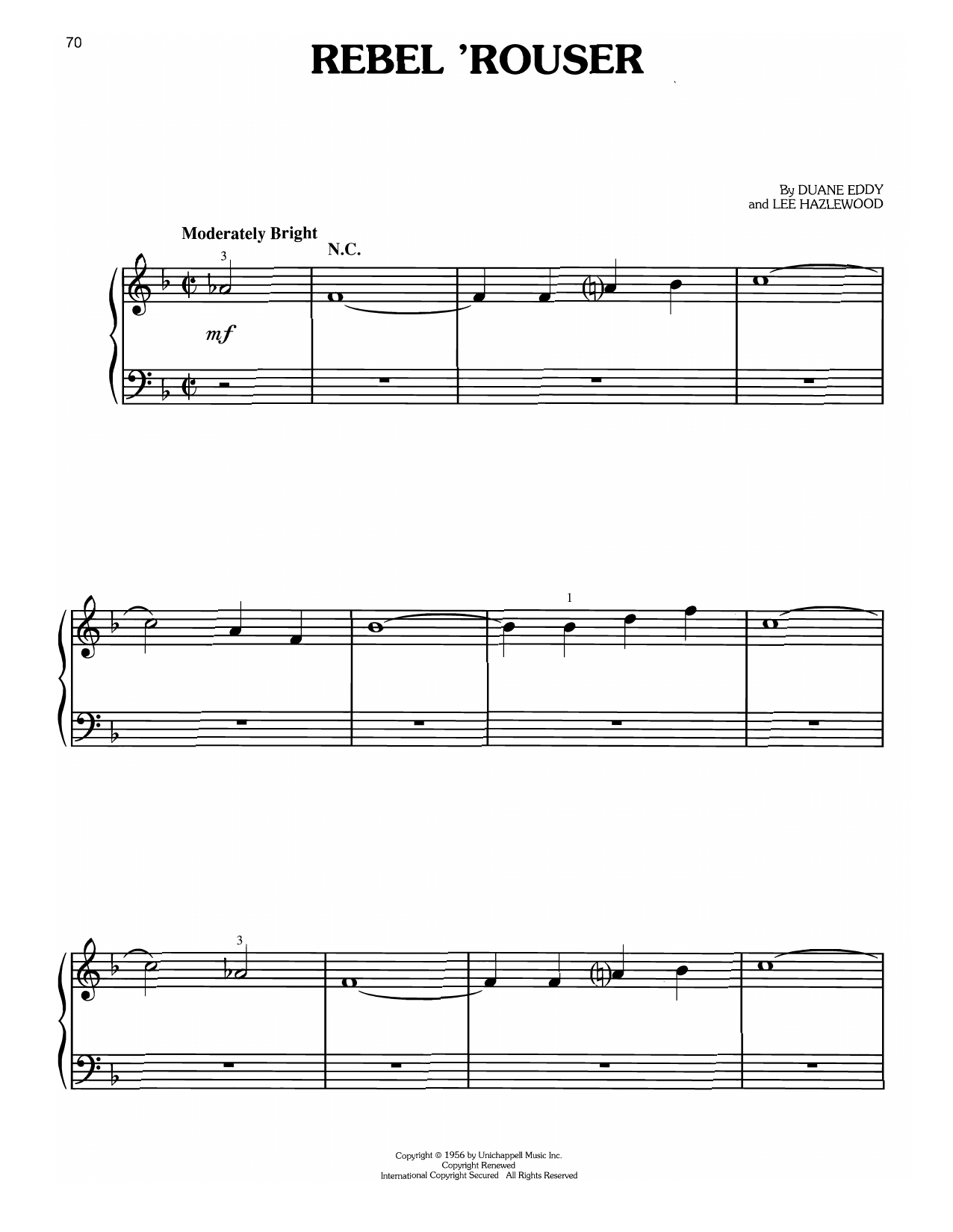 Duane Eddy Rebel 'Rouser (from Forrest Gump) Sheet Music Notes & Chords for Easy Piano - Download or Print PDF Duane Eddy Rebel 'Rouser (from Forrest Gump) Sheet Music Notes & Chords for Easy Piano - Download or Print PDF