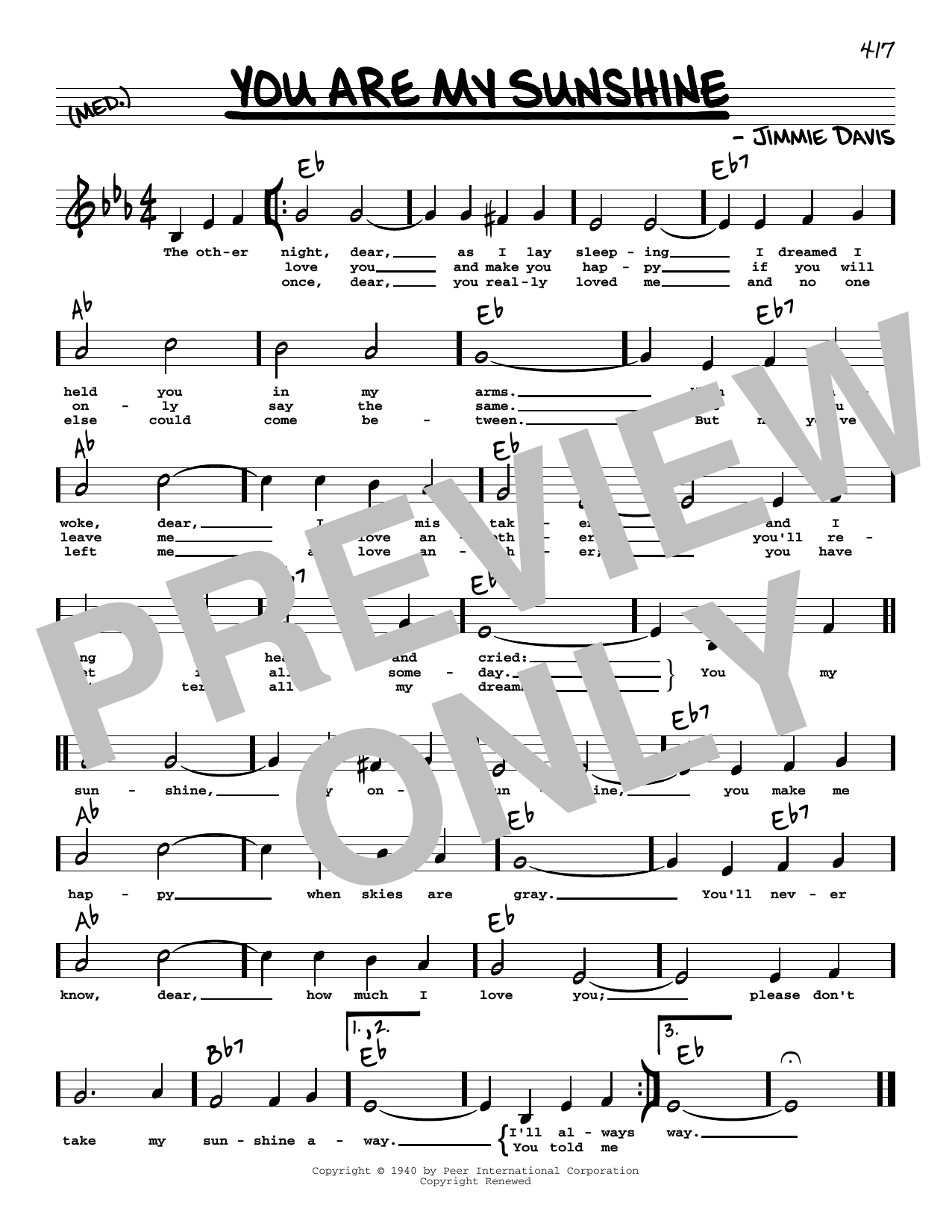 Duane Eddy You Are My Sunshine (Low Voice) Sheet Music Notes & Chords for Real Book – Melody, Lyrics & Chords - Download or Print PDF Duane Eddy You Are My Sunshine (Low Voice) Sheet Music Notes & Chords for Real Book – Melody, Lyrics & Chords - Download or Print PDF