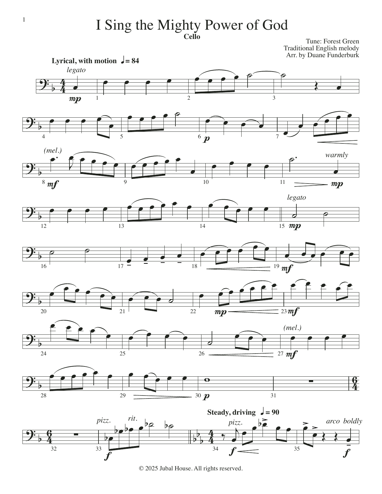 Duane Funderburk Hark! I Hear The Harps Eternal Sheet Music Notes & Chords for Cello Solo - Download or Print PDF