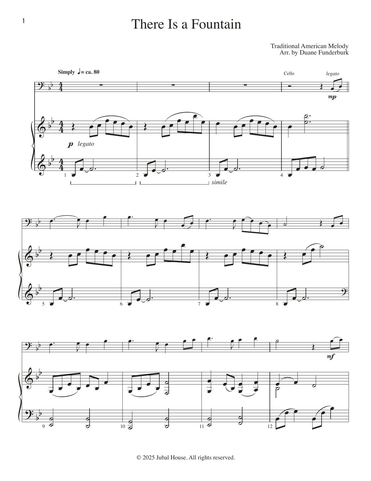 Duane Funderburk There Is a Fountain Sheet Music Notes & Chords for Cello and Piano - Download or Print PDF