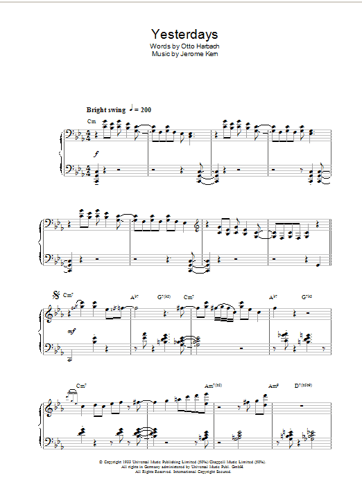 Dudley Moore Yesterdays Sheet Music Notes & Chords for Piano - Download or Print PDF