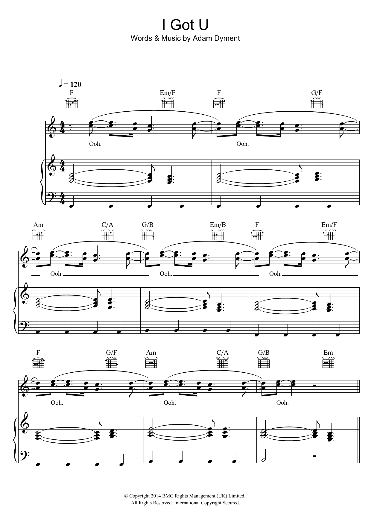 Duke Dumont I Got U (featuring Jax Jones) Sheet Music Notes & Chords for Piano, Vocal & Guitar (Right-Hand Melody) - Download or Print PDF