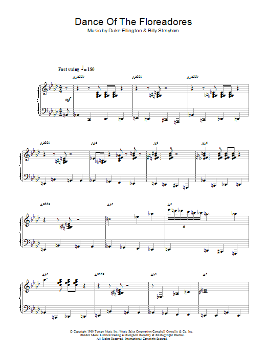 Duke/Strayhorn, Billy Ellington Dance Of The Floreadores (from 'The Nutcracker Suite') Sheet Music Notes & Chords for Piano - Download or Print PDF