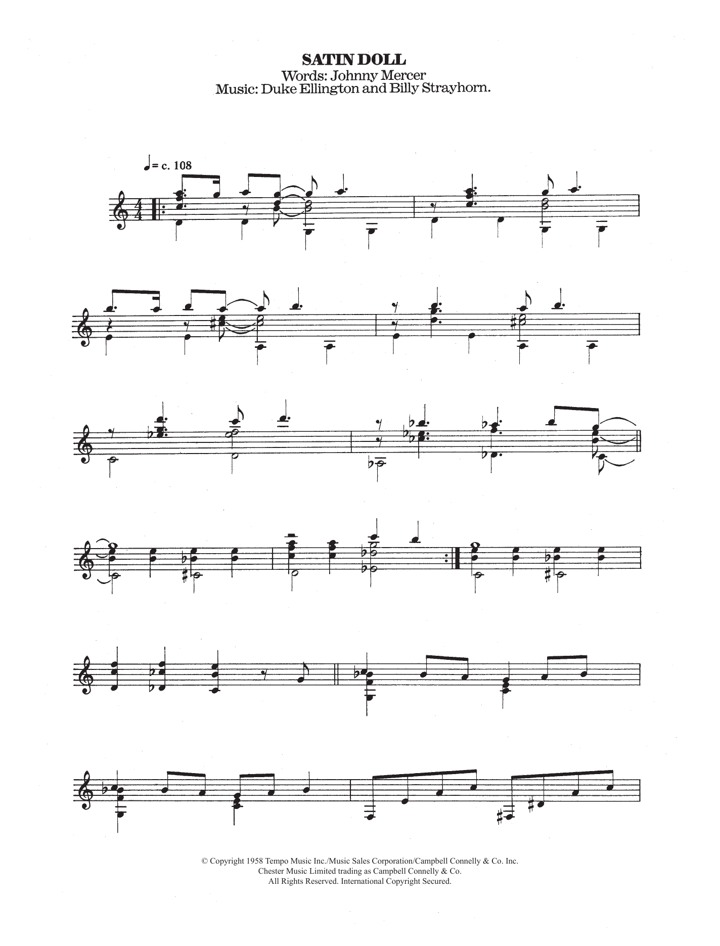 Duke Ellington & Billy Strayhorn Satin Doll Sheet Music Notes & Chords for Guitar - Download or Print PDF