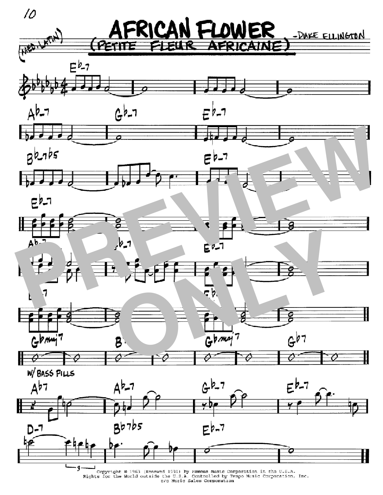 Duke Ellington African Flower (Petite Fleur Africaine) Sheet Music Notes & Chords for Real Book - Melody & Chords - C Instruments - Download or Print PDF