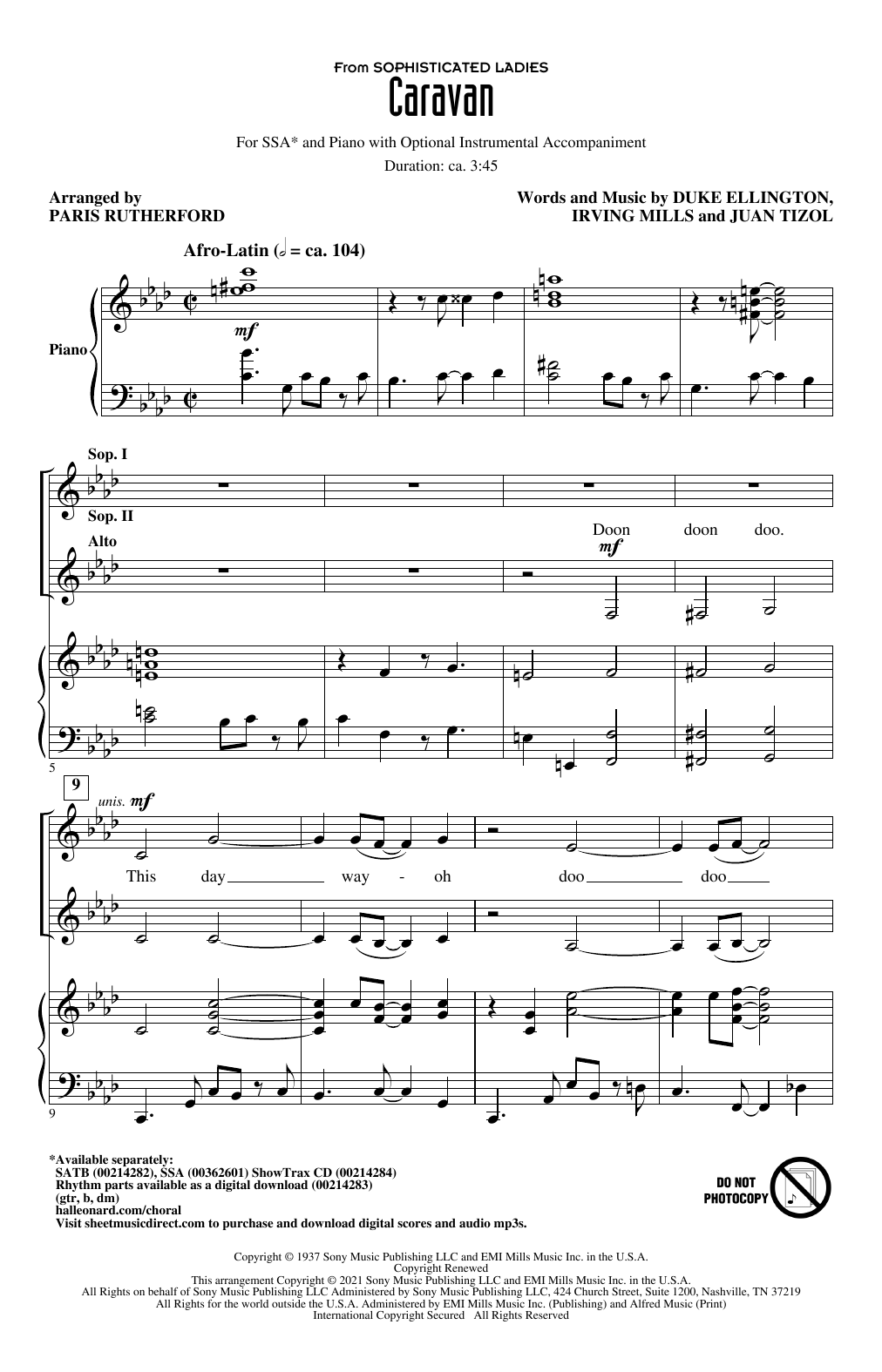 Duke Ellington and his Orchestra Caravan (from Sophisticated Ladies) (arr. Paris Rutherford) Sheet Music Notes & Chords for SSA Choir - Download or Print PDF