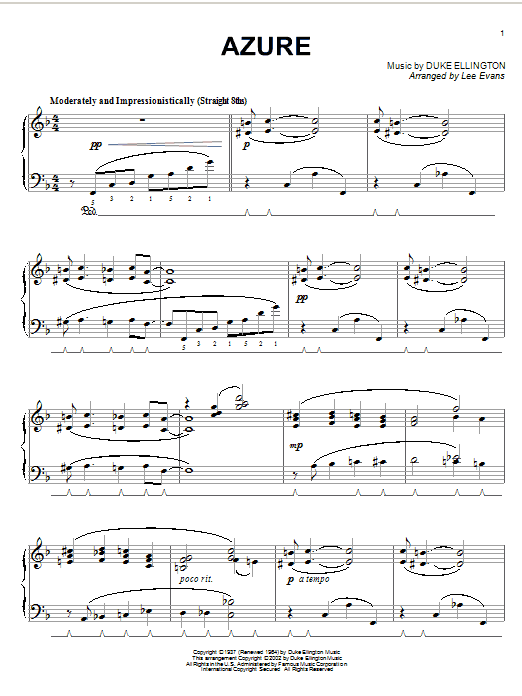 Duke Ellington Azure Sheet Music Notes & Chords for Real Book - Melody & Chords - Bass Clef Instruments - Download or Print PDF