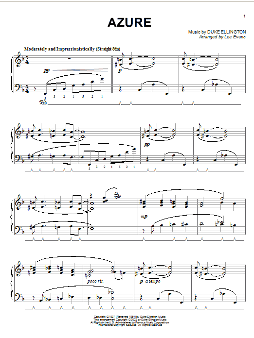 Duke Ellington Azure Sheet Music Notes & Chords for Real Book - Melody, Lyrics & Chords - C Instruments - Download or Print PDF