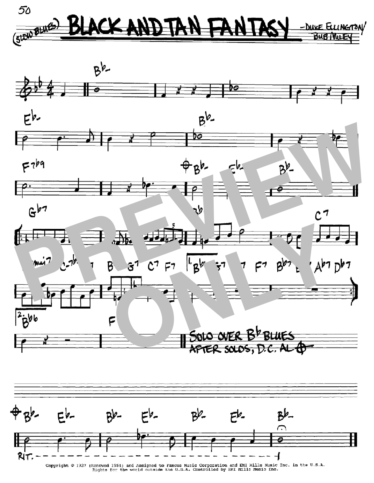 Duke Ellington Black And Tan Fantasy Sheet Music Notes & Chords for Melody Line, Lyrics & Chords - Download or Print PDF