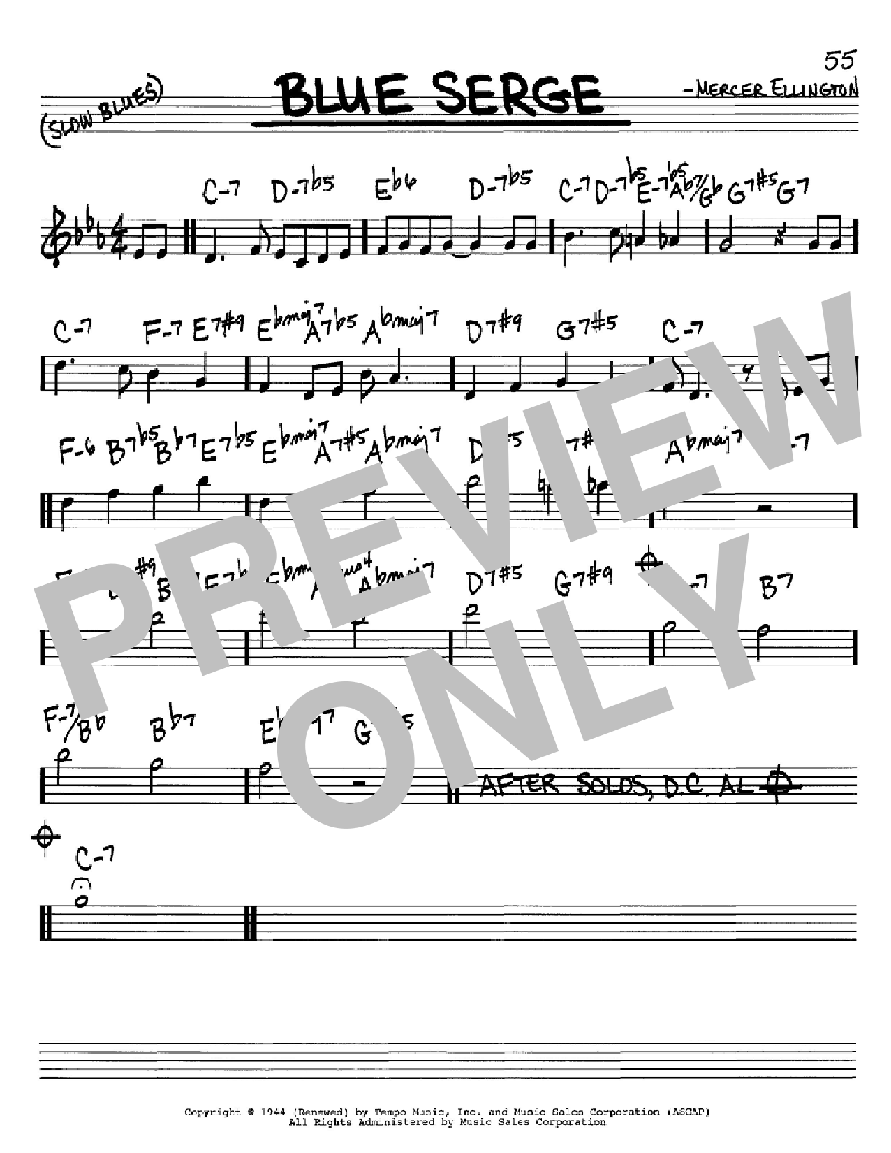 Duke Ellington Blue Serge Sheet Music Notes & Chords for Real Book – Melody & Chords - Download or Print PDF