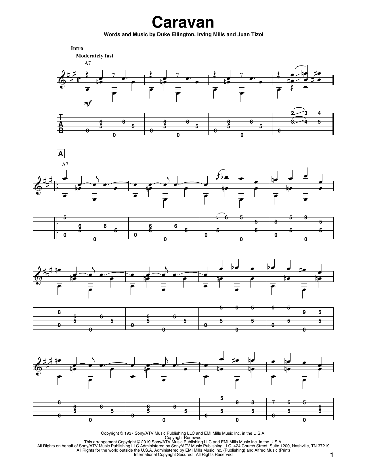 Duke Ellington Caravan (arr. Bill LaFleur) Sheet Music Notes & Chords for Solo Guitar Tab - Download or Print PDF