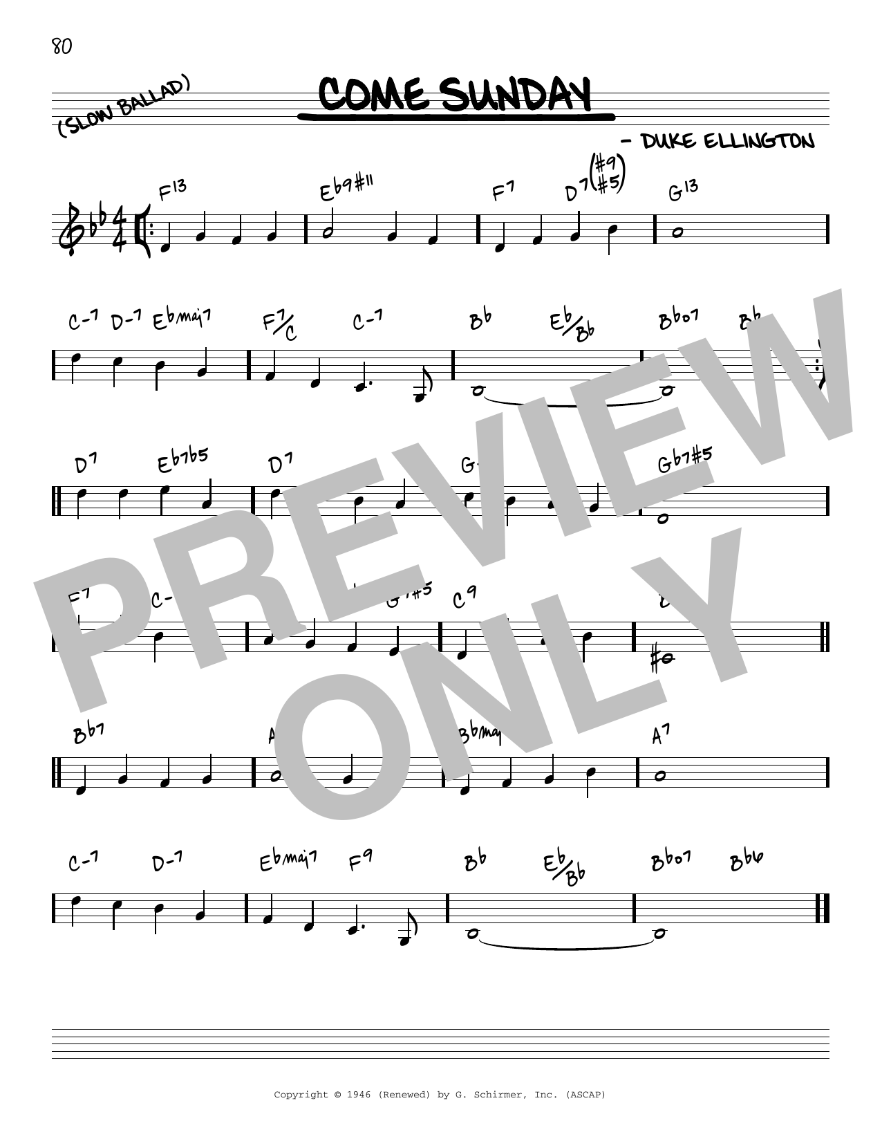 Duke Ellington Come Sunday [Reharmonized version] (arr. Jack Grassel) Sheet Music Notes & Chords for Real Book – Melody & Chords - Download or Print PDF
