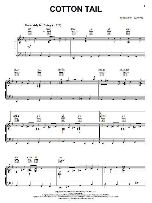 Duke Ellington Cotton Tail Sheet Music Notes & Chords for Melody Line, Lyrics & Chords - Download or Print PDF