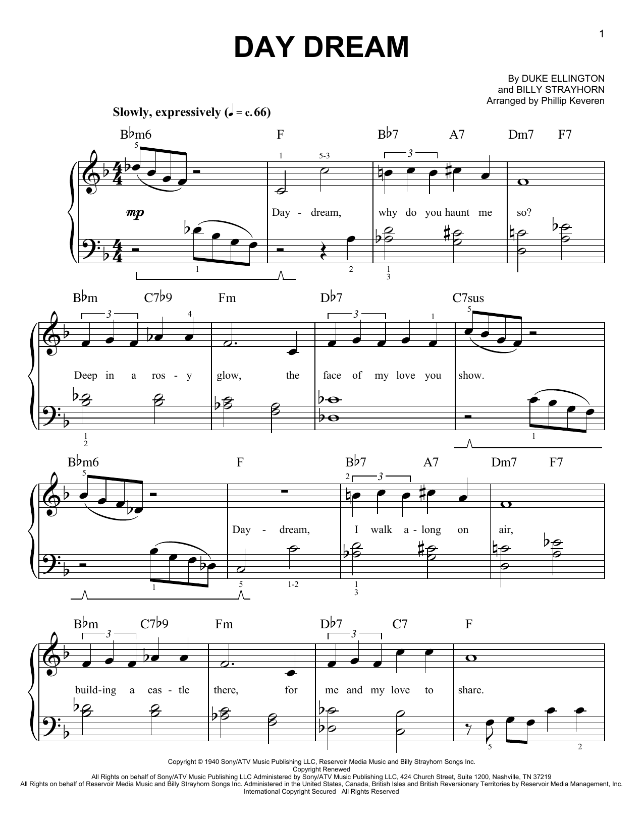 Duke Ellington Day Dream (arr. Phillip Keveren) Sheet Music Notes & Chords for Easy Piano - Download or Print PDF