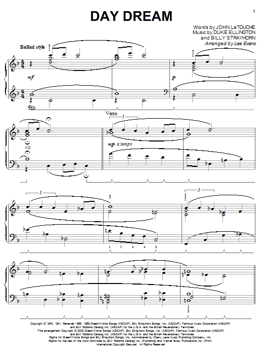 Duke Ellington Day Dream Sheet Music Notes & Chords for Melody Line, Lyrics & Chords - Download or Print PDF