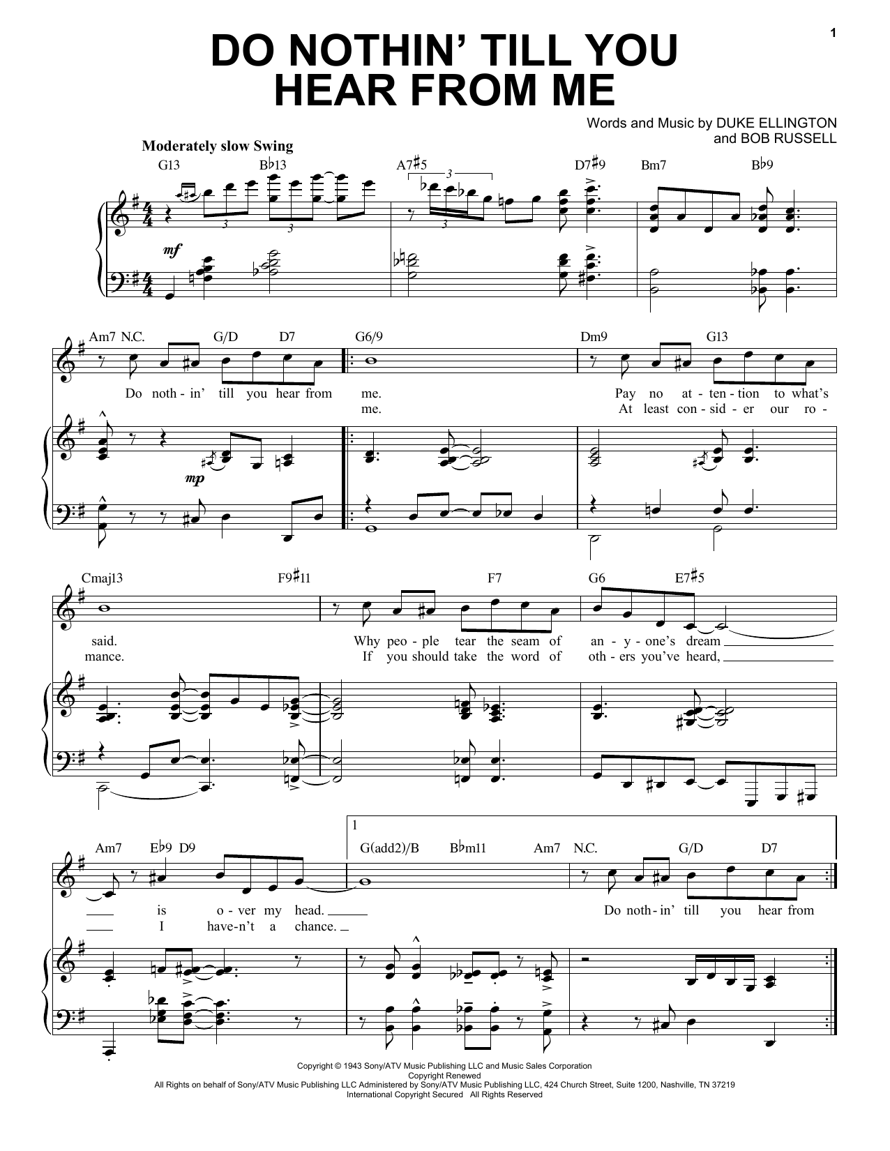 Duke Ellington Do Nothin' Till You Hear From Me [Jazz version] (arr. Brent Edstrom) Sheet Music Notes & Chords for Piano & Vocal - Download or Print PDF