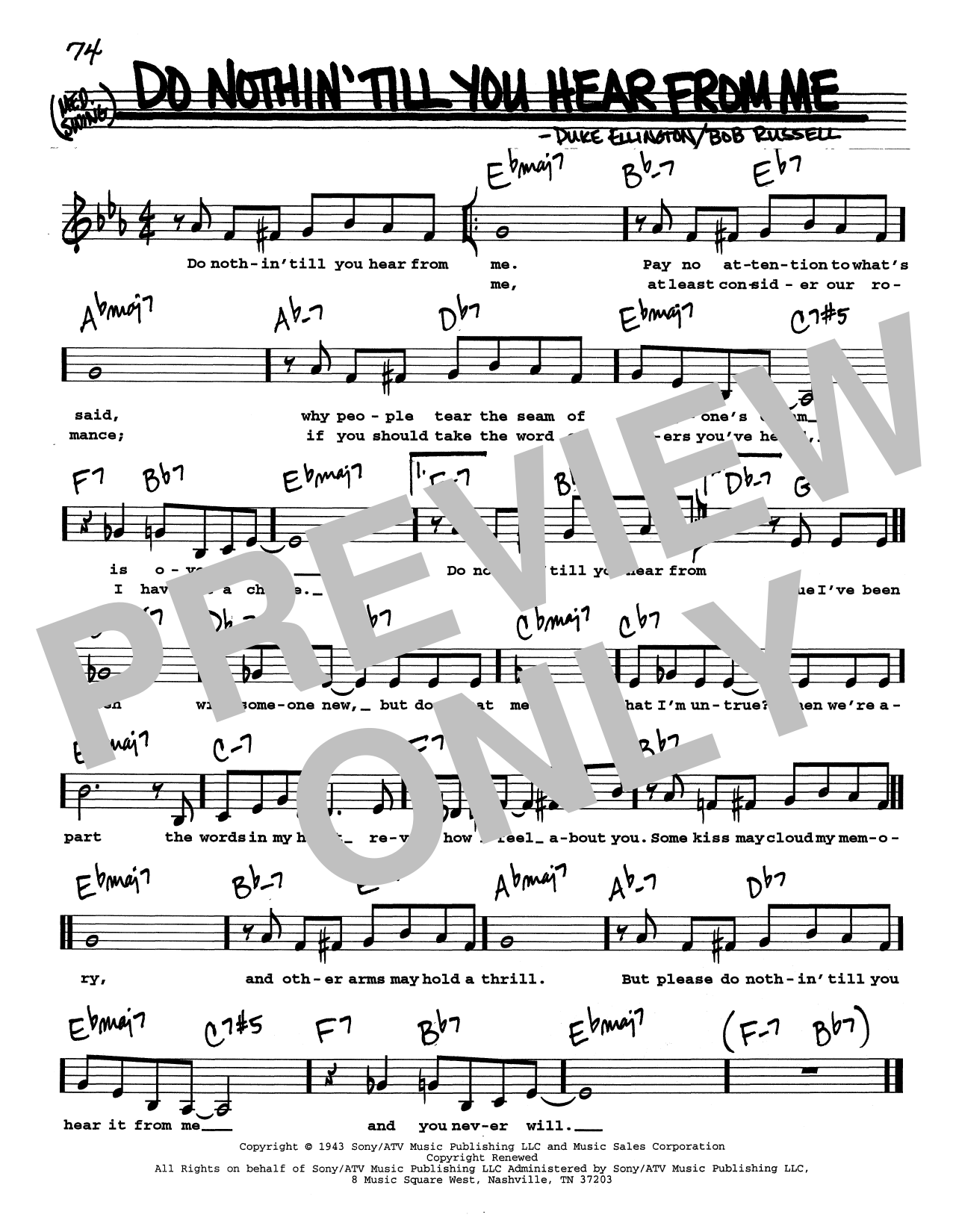 Duke Ellington Do Nothin' Till You Hear From Me (Low Voice) Sheet Music Notes & Chords for Real Book – Melody, Lyrics & Chords - Download or Print PDF