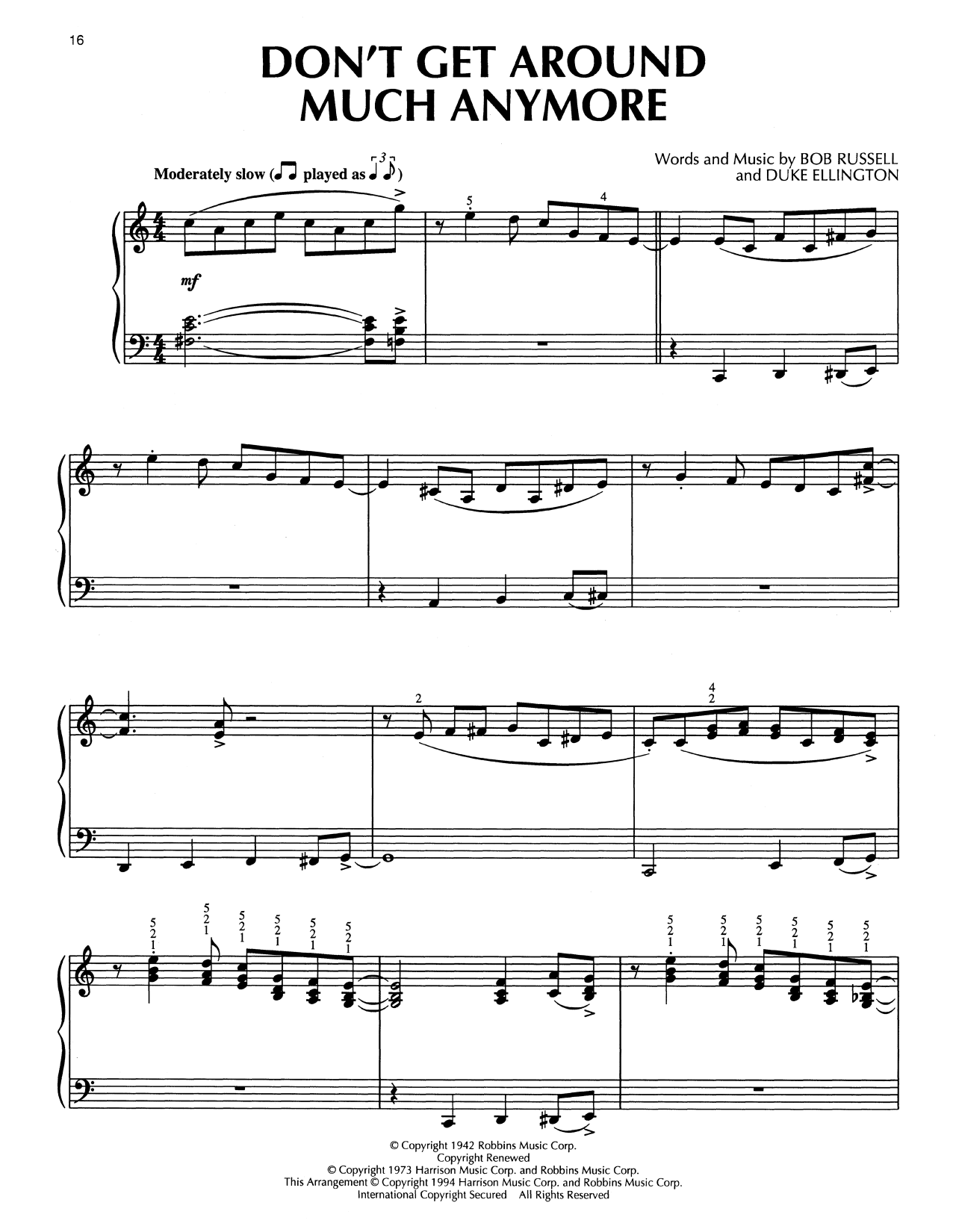 Duke Ellington Don't Get Around Much Anymore (arr. Bill Boyd) Sheet Music Notes & Chords for Piano Solo - Download or Print PDF