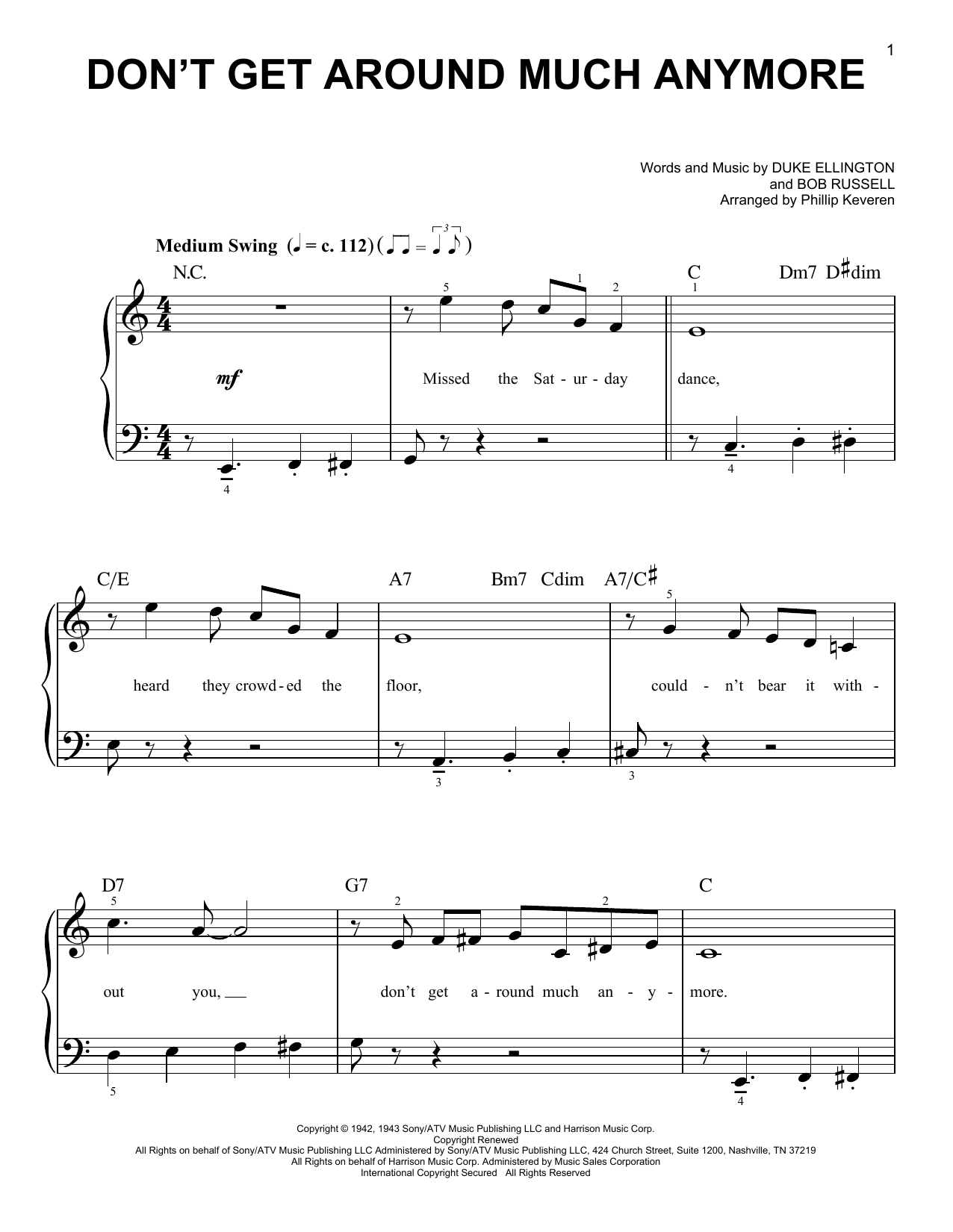 Duke Ellington Don't Get Around Much Anymore (arr. Phillip Keveren) Sheet Music Notes & Chords for Easy Piano - Download or Print PDF