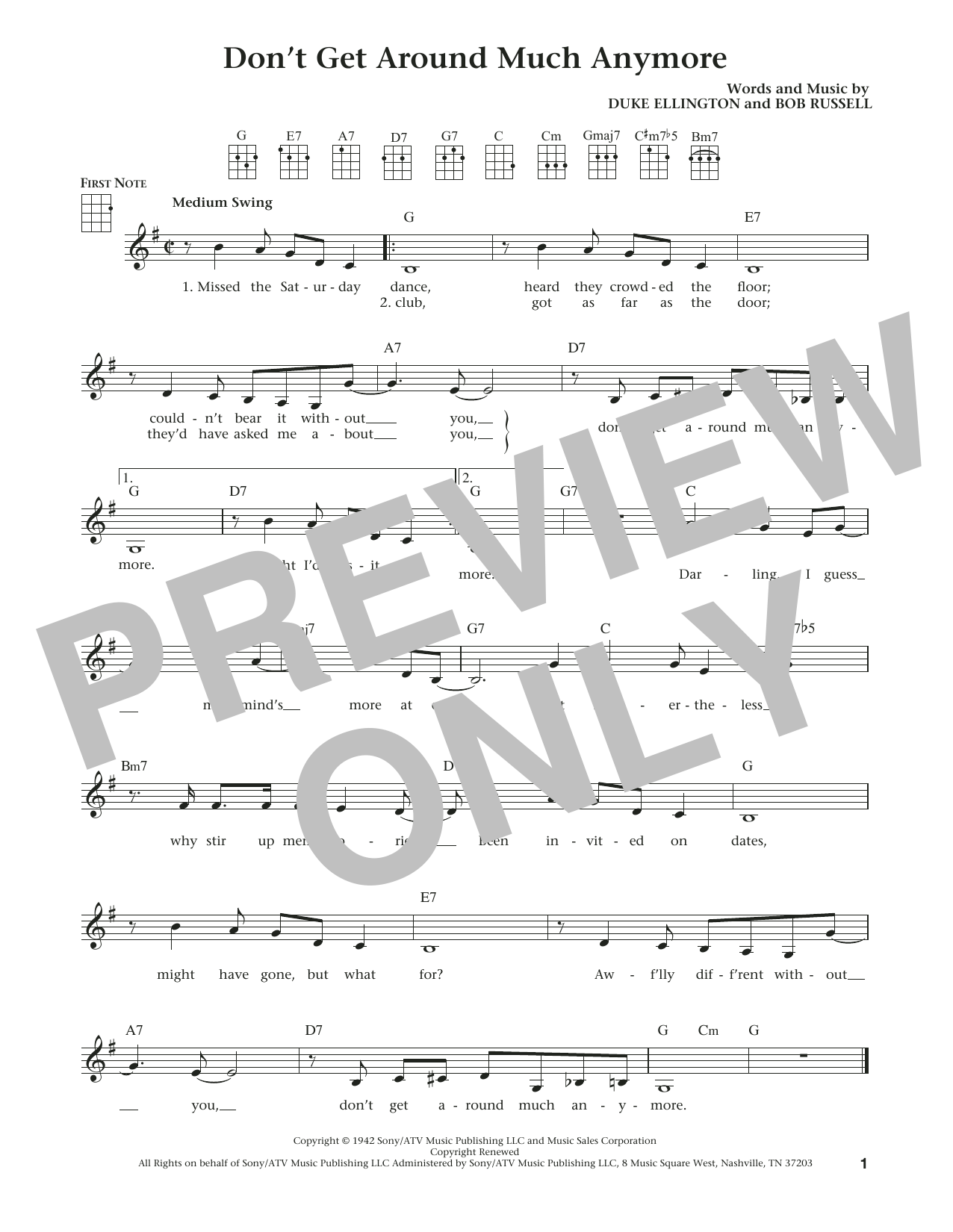 Duke Ellington Don't Get Around Much Anymore (from The Daily Ukulele) (arr. Liz and Jim Beloff) Sheet Music Notes & Chords for Ukulele - Download or Print PDF