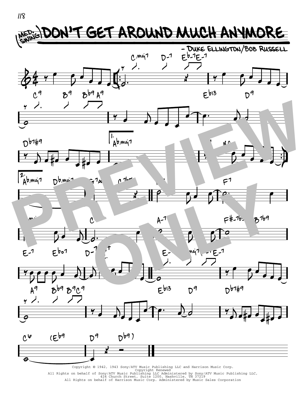 Duke Ellington Don't Get Around Much Anymore [Reharmonized version] (arr. Jack Grassel) Sheet Music Notes & Chords for Real Book – Melody & Chords - Download or Print PDF