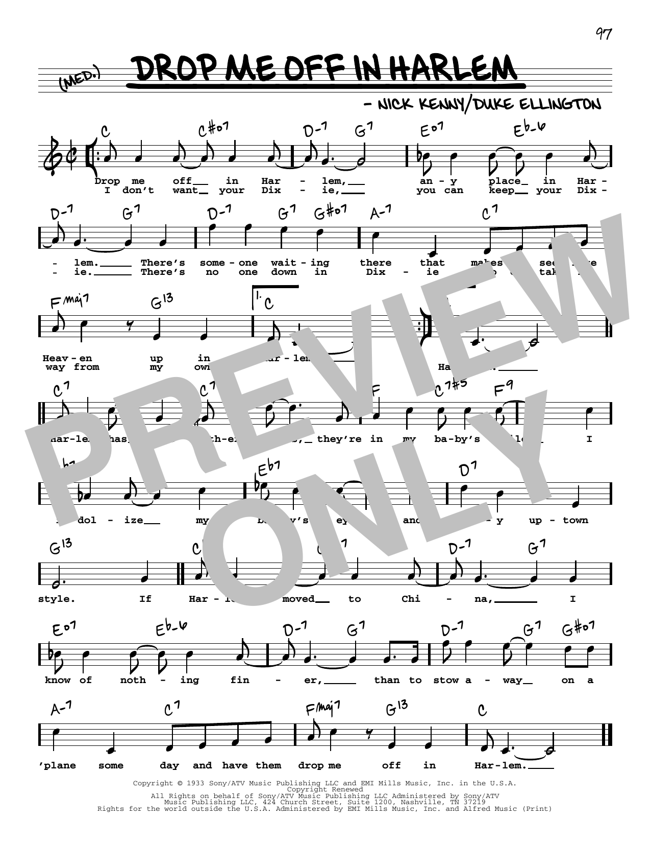 Duke Ellington Drop Me Off In Harlem (High Voice) Sheet Music Notes & Chords for Real Book – Melody, Lyrics & Chords - Download or Print PDF