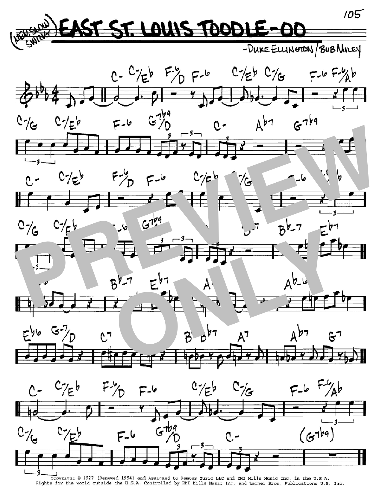 Duke Ellington East St. Louis Toodle-oo Sheet Music Notes & Chords for Real Book - Melody & Chords - C Instruments - Download or Print PDF