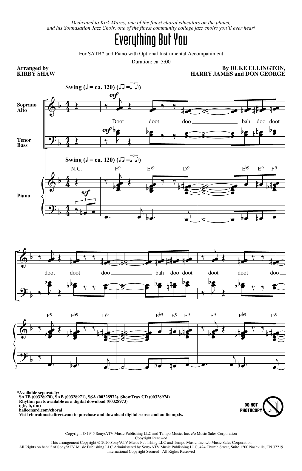 Duke Ellington Everything But You (arr. Kirby Shaw) Sheet Music Notes & Chords for SATB Choir - Download or Print PDF