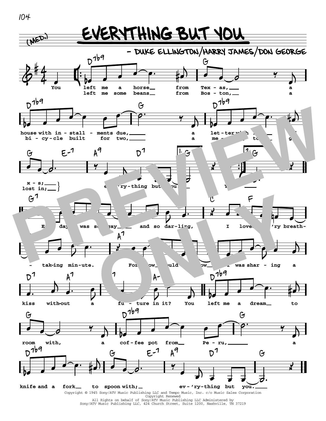 Duke Ellington Everything But You (Low Voice) Sheet Music Notes & Chords for Real Book – Melody, Lyrics & Chords - Download or Print PDF Duke Ellington Everything But You (Low Voice) Sheet Music Notes & Chords for Real Book – Melody, Lyrics & Chords - Download or Print PDF
