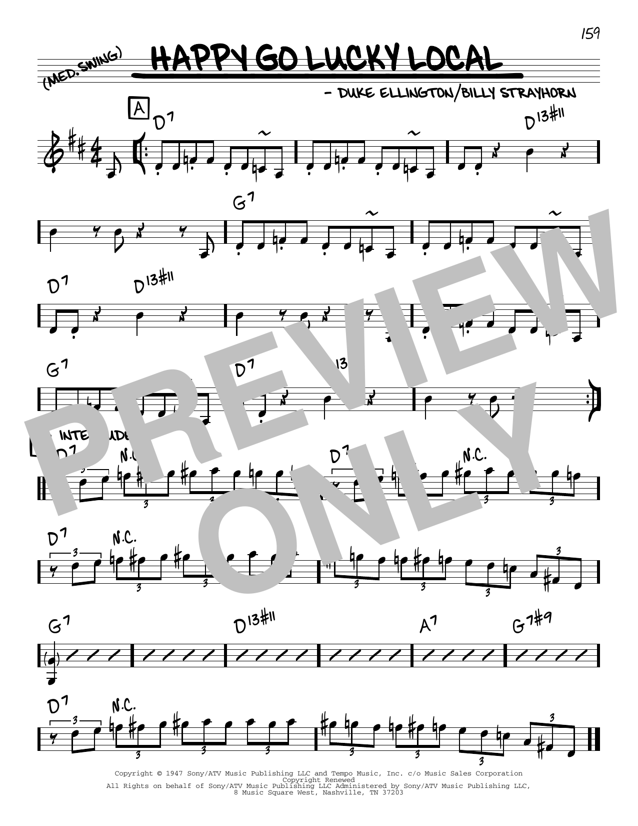 Duke Ellington Happy Go Lucky Local Sheet Music Notes & Chords for Real Book – Melody & Chords - Download or Print PDF