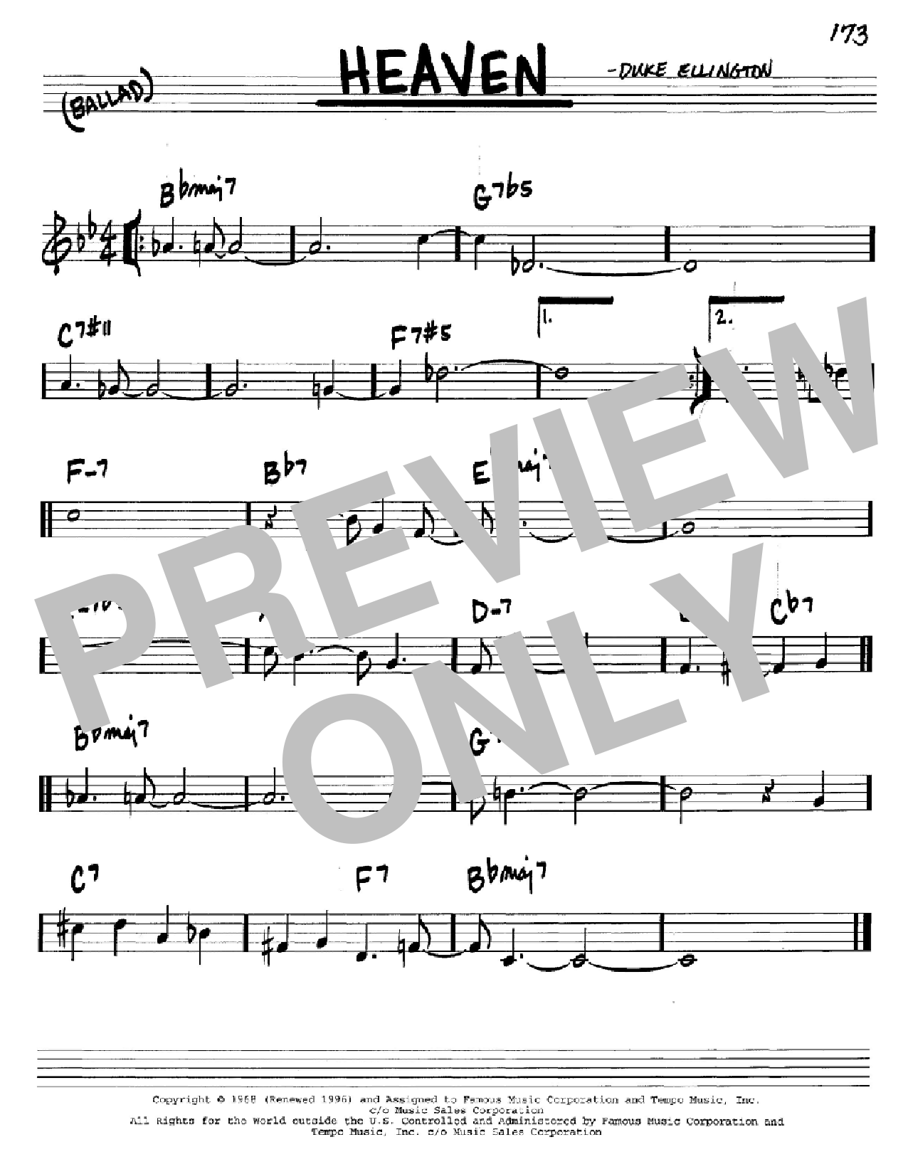 Duke Ellington Heaven Sheet Music Notes & Chords for Real Book - Melody & Chords - C Instruments - Download or Print PDF