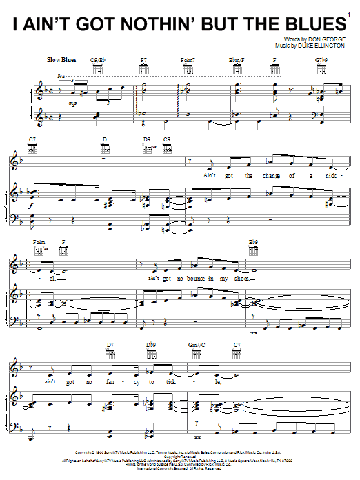 Duke Ellington I Ain't Got Nothin' But The Blues Sheet Music Notes & Chords for Melody Line, Lyrics & Chords - Download or Print PDF