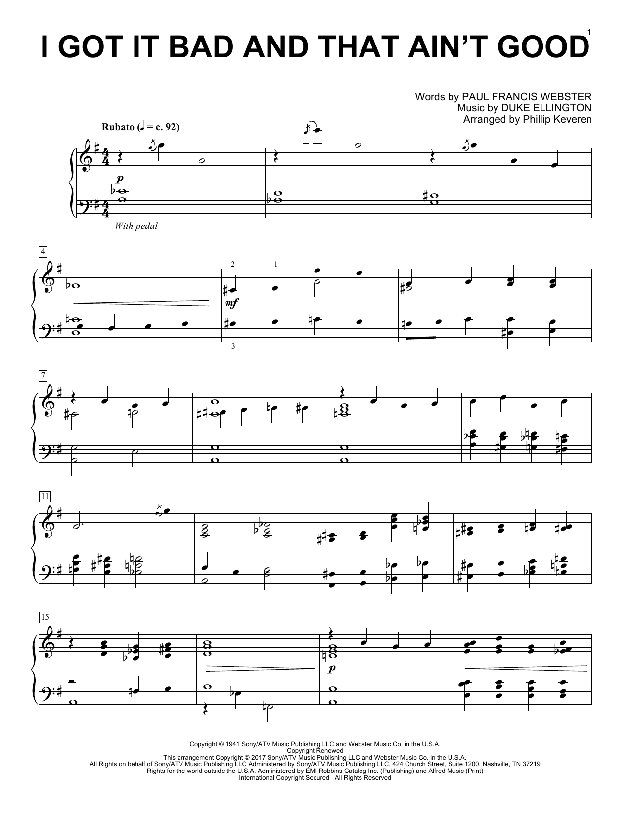 Phillip Keveren I Got It Bad And That Ain't Good Sheet Music Notes & Chords for Piano Solo - Download or Print PDF