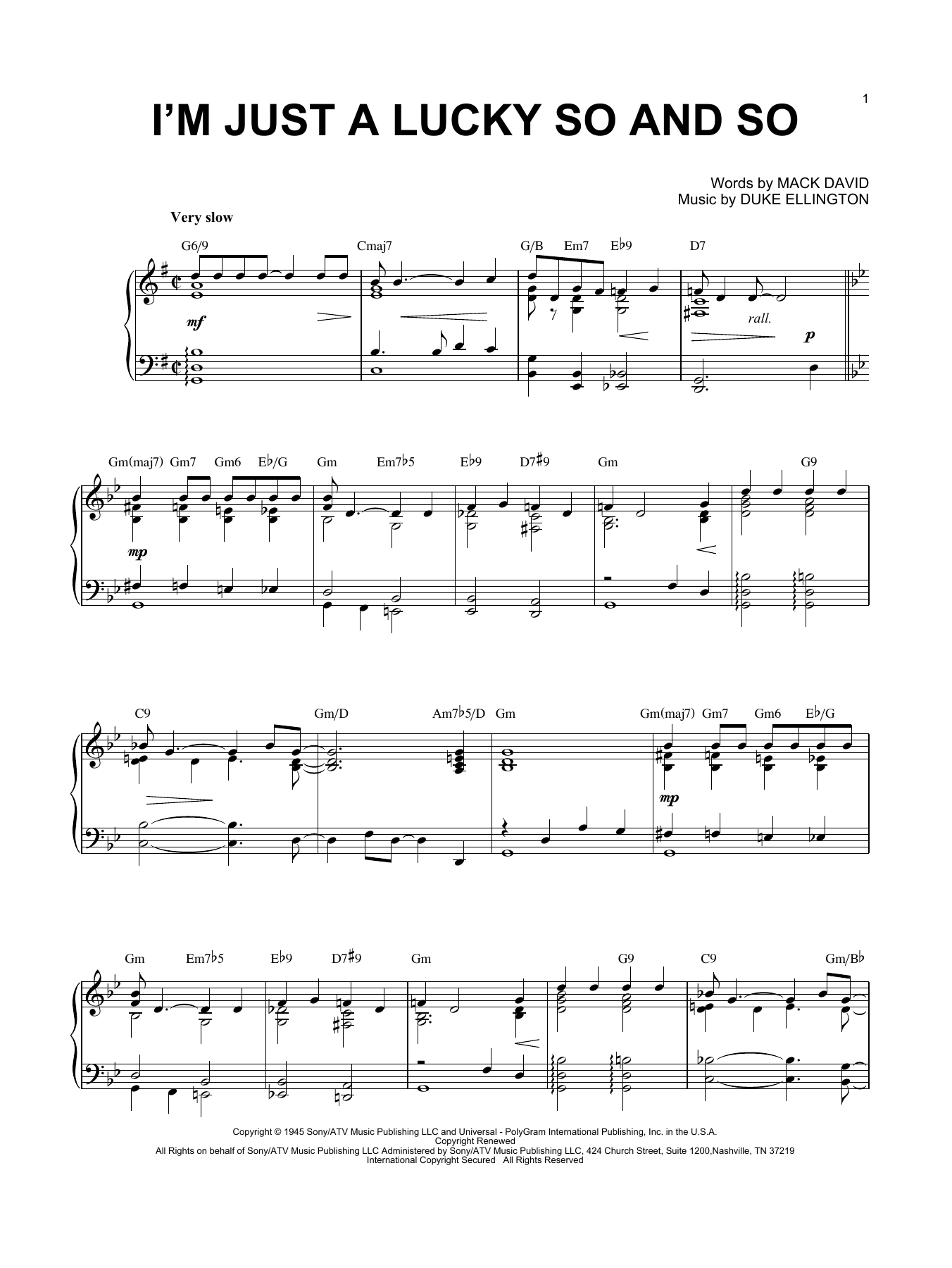 Duke Ellington I'm Just A Lucky So And So (arr. Brent Edstrom) Sheet Music Notes & Chords for Piano Solo - Download or Print PDF