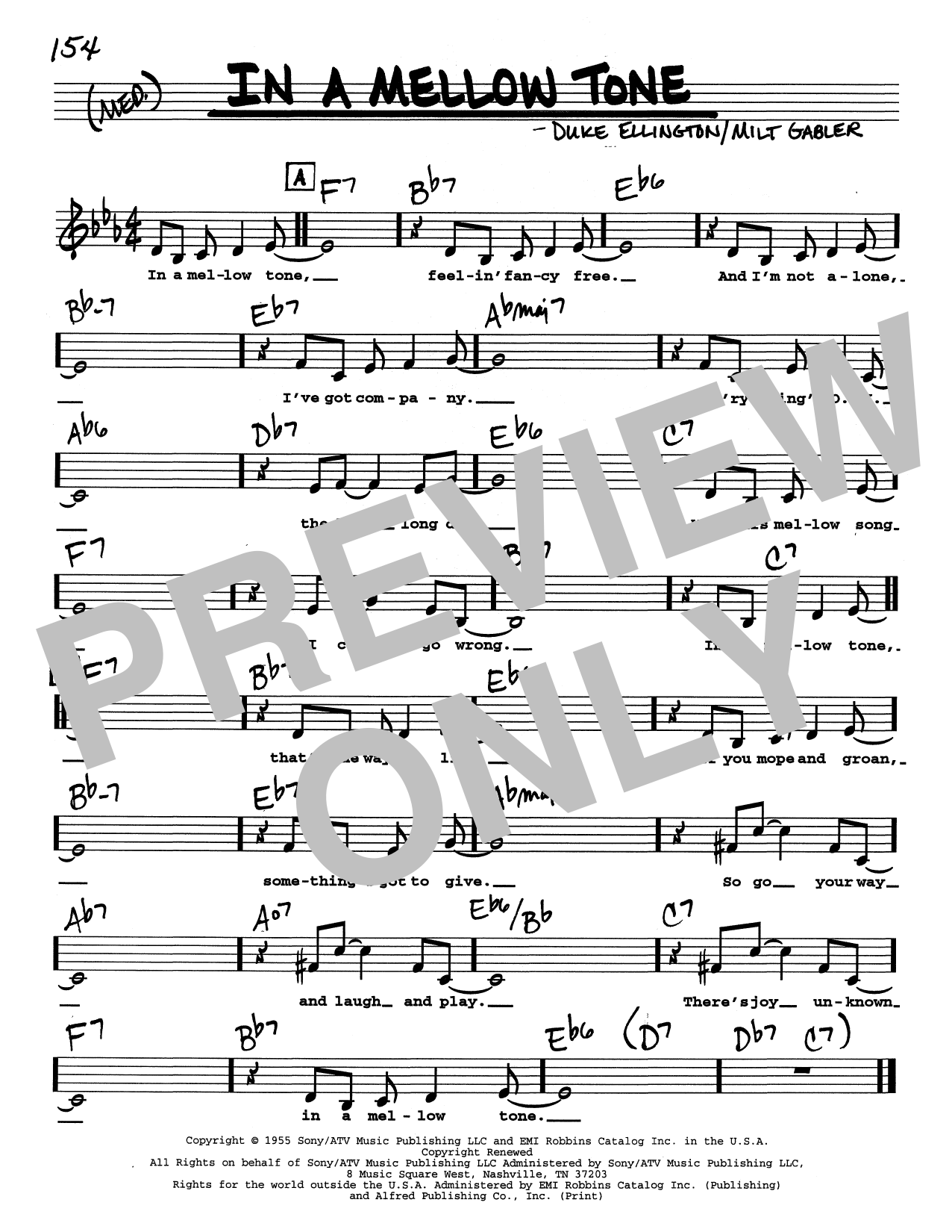 Duke Ellington In A Mellow Tone (Low Voice) Sheet Music Notes & Chords for Real Book – Melody, Lyrics & Chords - Download or Print PDF