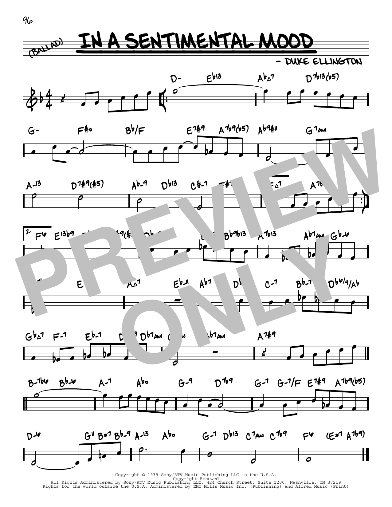 Duke Ellington In A Sentimental Mood (arr. David Hazeltine) Sheet Music Notes & Chords for Real Book – Enhanced Chords - Download or Print PDF