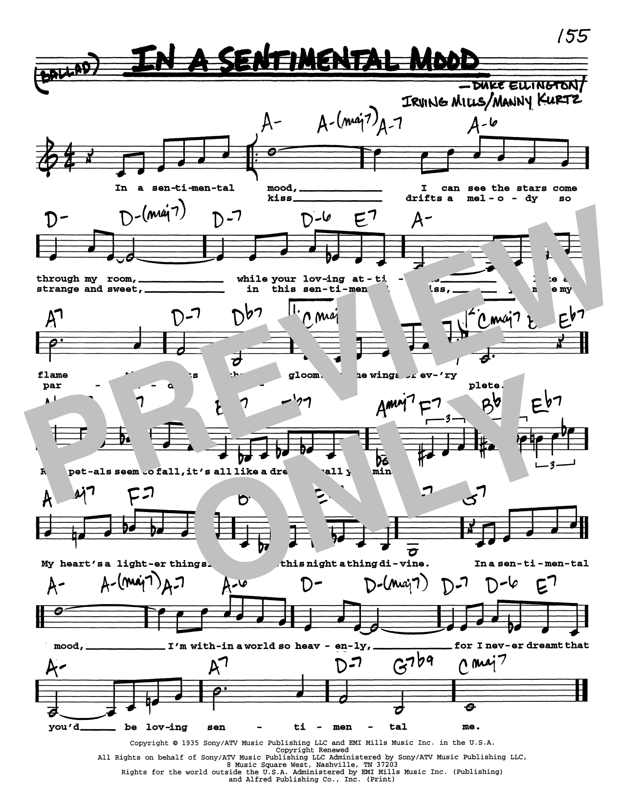 Duke Ellington In A Sentimental Mood (Low Voice) Sheet Music Notes & Chords for Real Book – Melody, Lyrics & Chords - Download or Print PDF